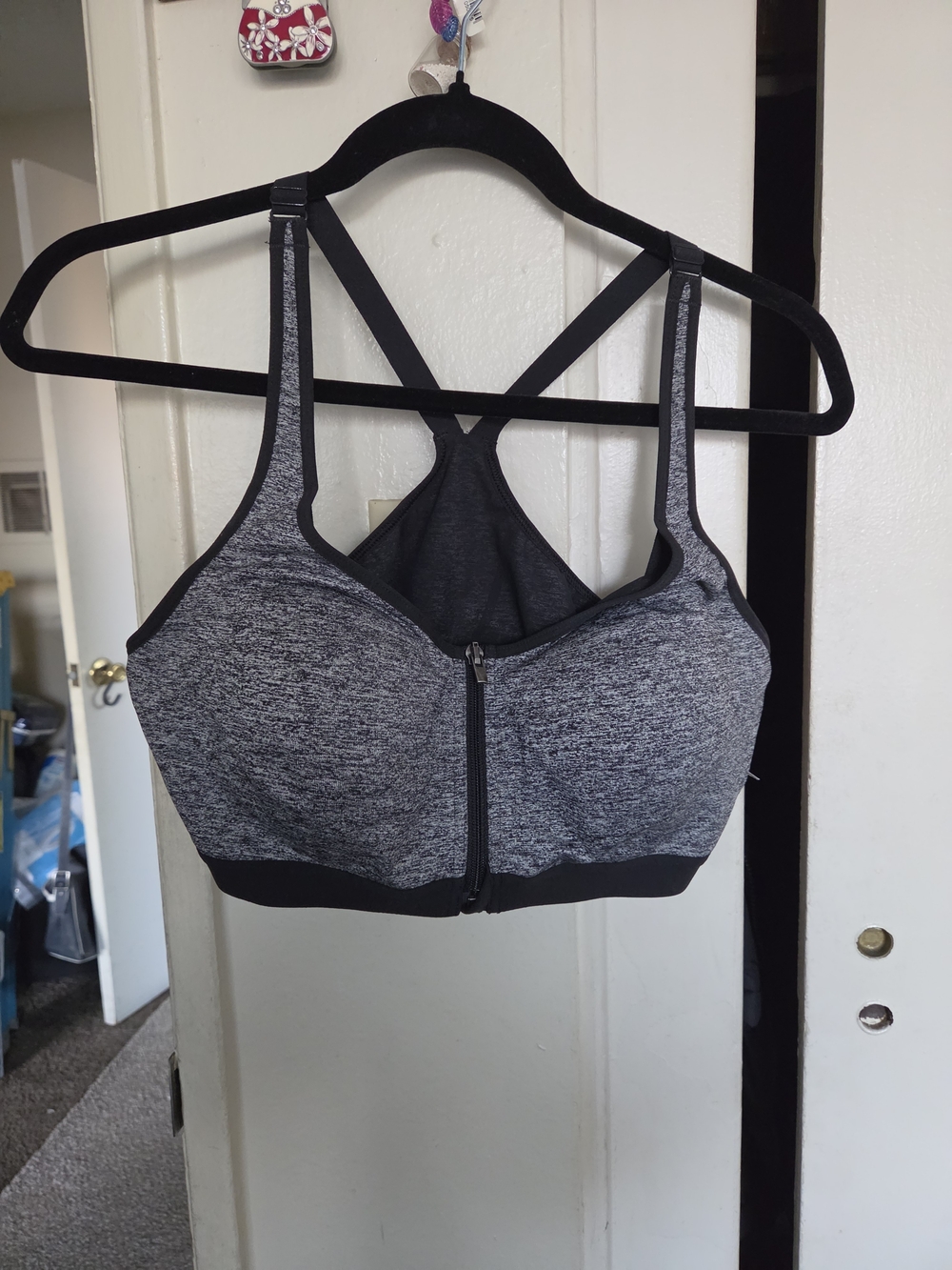 Victoria's Secret Gray Front-Zip Crossback Sports Bra